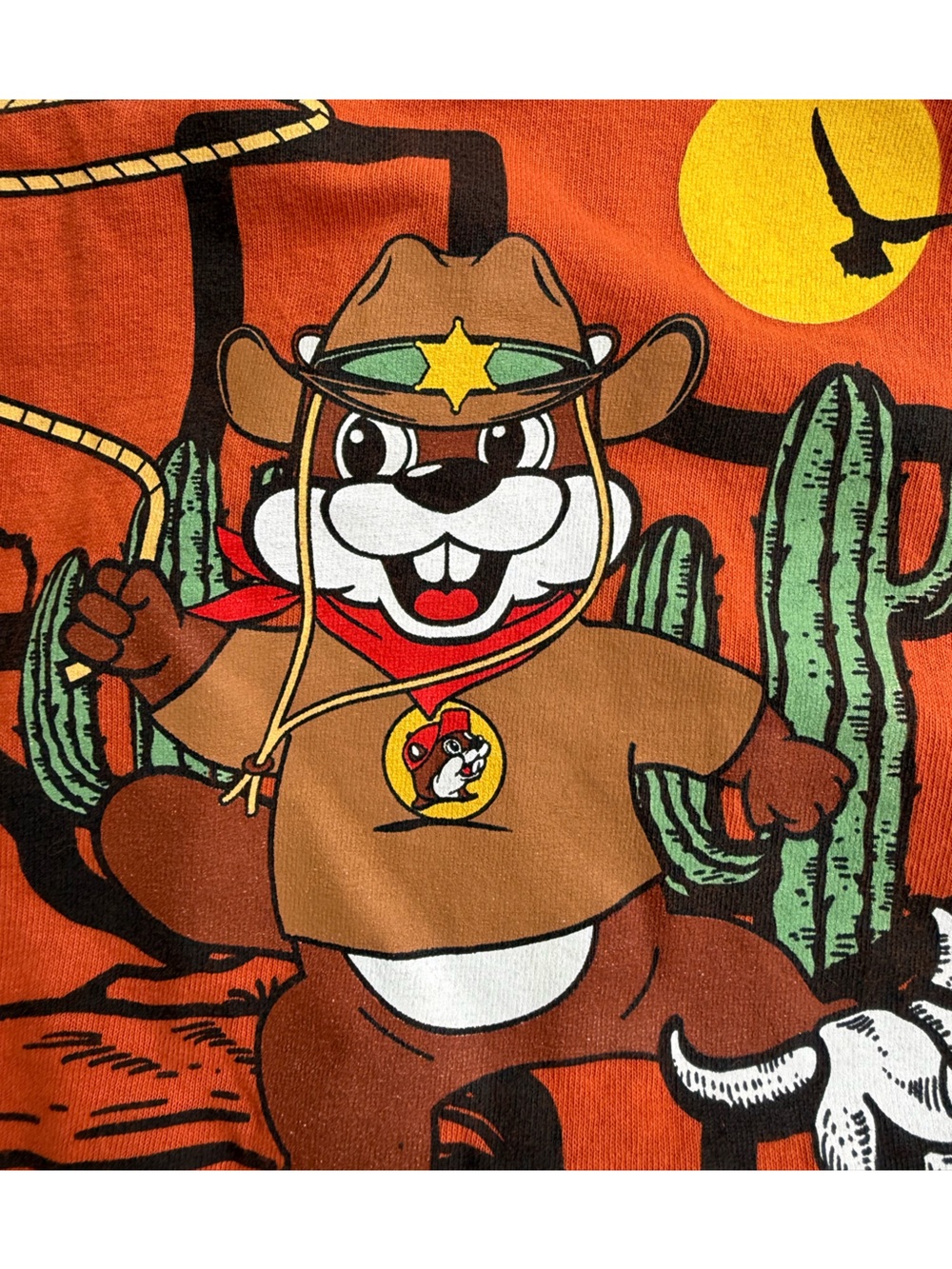 Buc-ees Texas T-shirt Sheriff Beaver Burnt Orange Lasso Western Shirt Size 2XL - Picture 5 of 5